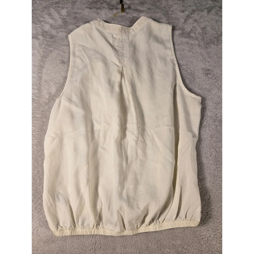 Cloth & Stone Womens Ivory Tencel Sleeveless Button Up Bubble Hem Top XS - Picture 5 of 7
